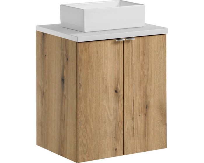 Závěsná skříňka Nova Oak Gaja II s deskou a umyvadlem 50 cm dub coast evoke/bílá