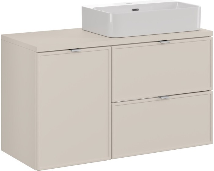 Závěsná skříňka Bella Cashmere Trust 2 s deskou a umyvadlem 100 cm kašmír/bílá