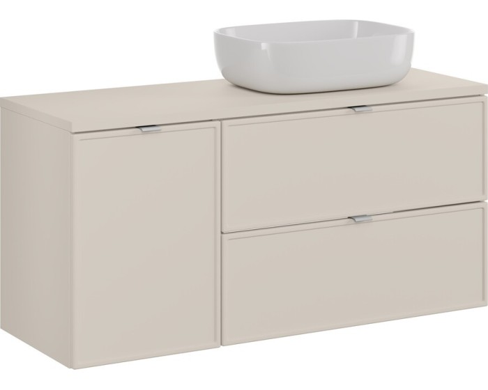 Závěsná skříňka Bella Cashmere I s deskou a umyvadlem 120 cm kašmírová