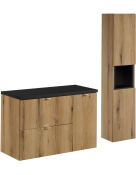 Koupelnová sestava Nova Oak 90 cm se skříňkami dub coast evoke/černá