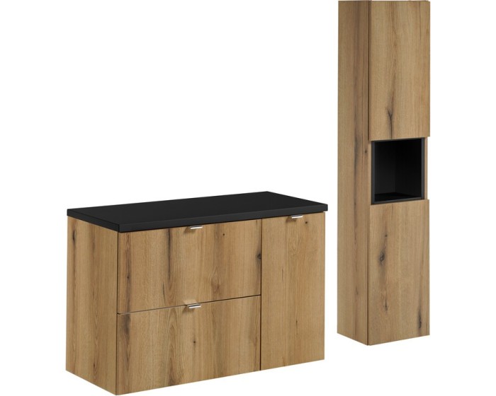 Koupelnová sestava Nova Oak 90 cm se skříňkami dub coast evoke/černá