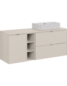 Závěsná skříňka Bella Cashmere Trust s deskou a umyvadlem 140 cm kašmírová