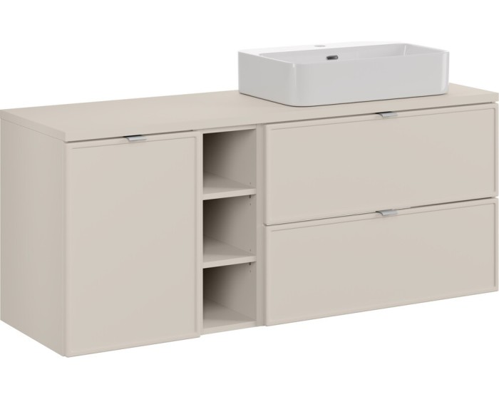 Závěsná skříňka Bella Cashmere Trust s deskou a umyvadlem 140 cm kašmírová