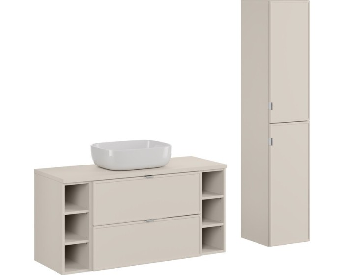 Koupelnová sestava Bella Cashmere Smile se skříňkami a umyvadlem 120 cm kašmírová