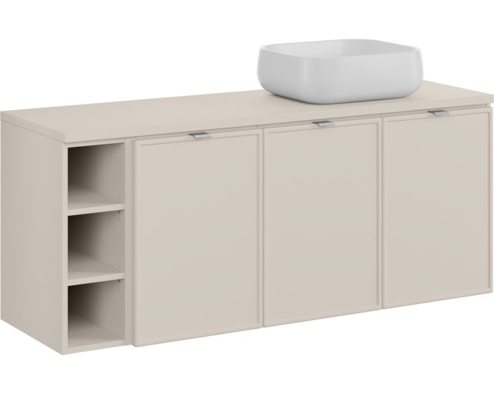 Závěsná skříňka Bella Cashmere Nika s deskou a umyvadlem 140 cm kašmírová