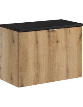 Závěsná skříňka pod umyvadlo Nova Oak II s deskou 80 cm černá/dub coast evoke
