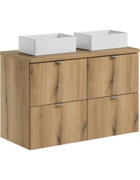 Závěsná skříňka Nova Oak Gaja s deskou a umyvadly 100 cm dub evoke