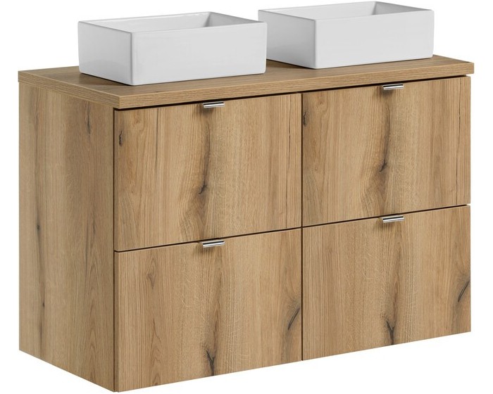 Závěsná skříňka Nova Oak Gaja s deskou a umyvadly 100 cm dub evoke