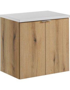 Závěsná skříňka Nova Oak II s deskou 60 cm dub evoke/bílá