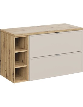 Závěsná skříňka Bella Cashmere s deskou 100 cm kašmírová/dub artisan