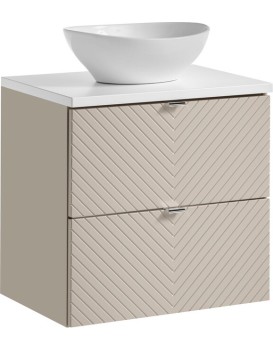 Závěsná skříňka Viva Cashmere Lola s deskou a umyvadlem 60 cm kašmírová/bílá