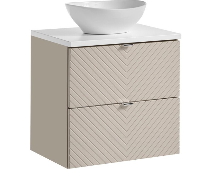 Závěsná skříňka Viva Cashmere Lola s deskou a umyvadlem 60 cm kašmírová/bílá