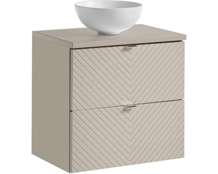 Závěsná skříňka Viva Cashmere Domi I s deskou a umyvadlem 60 cm kašmírová