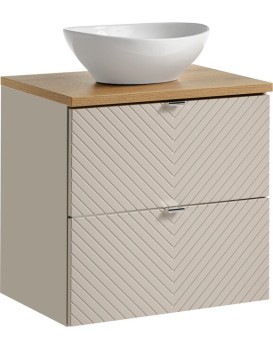 Závěsná skříňka Viva Cashmere Lola s deskou a umyvadlem 60 cm kašmír/dub evoke