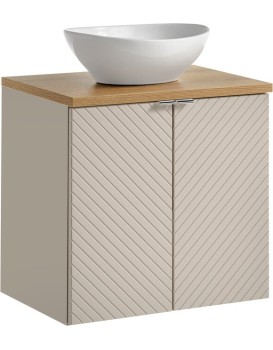Závěsná skříňka Viva Cashmere Lola II s deskou a umyvadlem 60 cm kašmírová/dub evoke