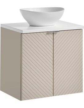 Závěsná skříňka Viva Cashmere Lola II s deskou a umyvadlem 60 cm kašmírová/bílá