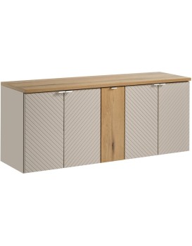 Závěsná skříňka pod umyvadlo Viva Cashmere s deskou 140 cm kašmír/dub coast evoke