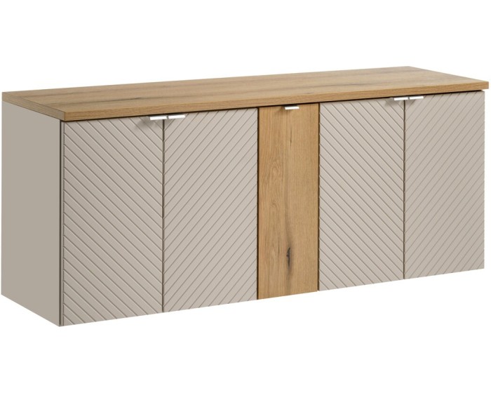 Závěsná skříňka pod umyvadlo Viva Cashmere s deskou 140 cm kašmír/dub coast evoke