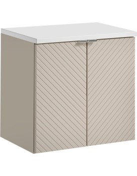 Závěsná skříňka Viva Cashmere s deskou 60 cm kašmírová/bílá