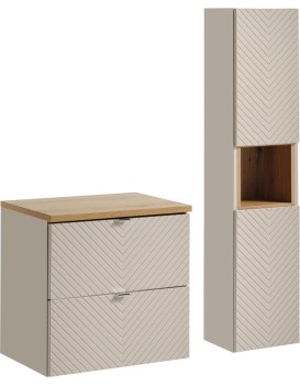 Koupelnová sestava Viva Cashmere I s deskou a skříňkami 60 cm kašmírová/dub artisan