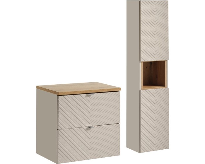 Koupelnová sestava Viva Cashmere I s deskou a skříňkami 60 cm kašmírová/dub artisan