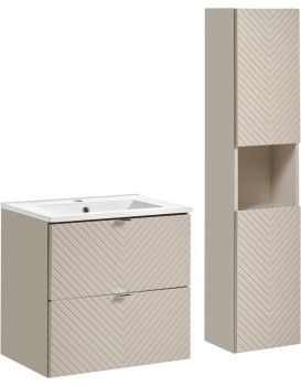 Koupelnová sestava Viva Cashmere I s deskou, zápustným umyvadlem a skříňkami 60 cm kašmírová