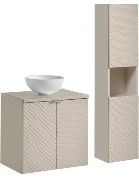 Koupelnová sestava Viva Cashmere Domi se skříňkami a umyvadlem 60 cm kašmírová