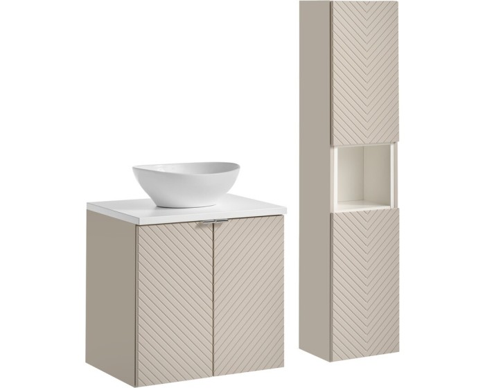 Koupelnová sestava Viva Cashmere s deskou, umyvadlem a skříňkami 60 cm kašmírová/bílá