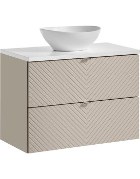 Závěsná skříňka Viva Cashmere s deskou a umyvadlem 80 cm kašmír/bílá