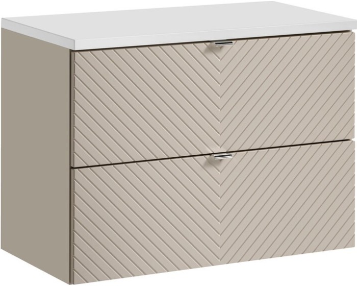 Závěsná skříňka pod umyvadlo Viva Cashmere s deskou 80 cm kašmír/bílá