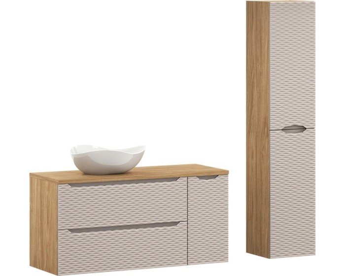 Koupelnová sestava Ocean Cloud se skříňkami a umyvadlem 120 cm dub olejovaný/béžová