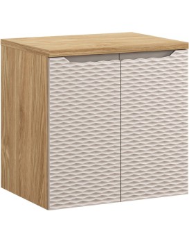 Závěsná skříňka pod umyvadlo Ocean II s deskou 60 cm béžová/dub olejovaný