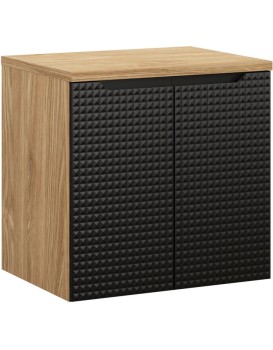 Závěsná skříňka pod umyvadlo Luxor Black II s deskou 60 cm černá/dub olejovaný