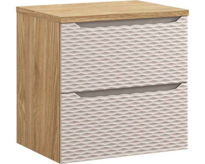 Závěsná skříňka pod umyvadlo Ocean s deskou 60 cm béžová/dub olejovaný