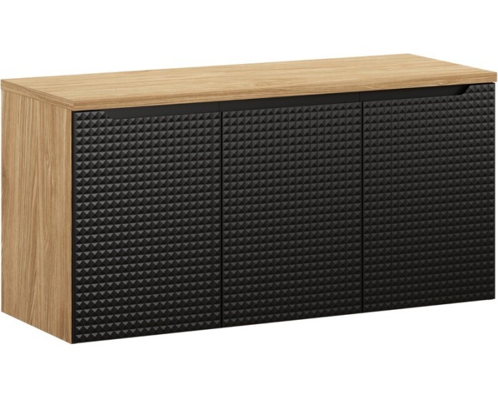 Závěsná skříňka pod umyvadlo Luxor Black I s deskou 120 cm černá/dub olejovaný