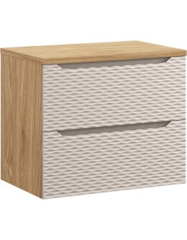 Závěsná skříňka Ocean s deskou 70 cm béžová/dub olejovaný