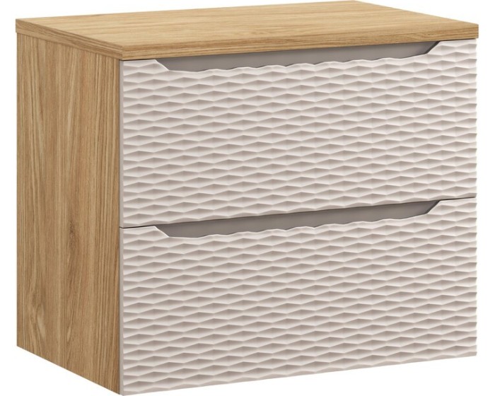 Závěsná skříňka Ocean s deskou 70 cm béžová/dub olejovaný