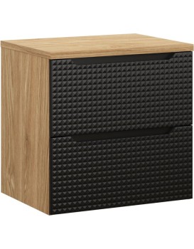 Závěsná skříňka pod umyvadlo Luxor Black s deskou 60 cm černá/dub olejovaný