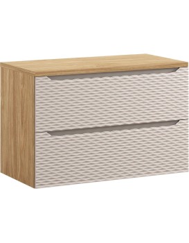 Závěsná skříňka pod umyvadlo Ocean Beige s deskou 90 cm béžová/dub olejovaný