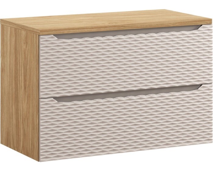 Závěsná skříňka pod umyvadlo Ocean Beige s deskou 90 cm béžová/dub olejovaný