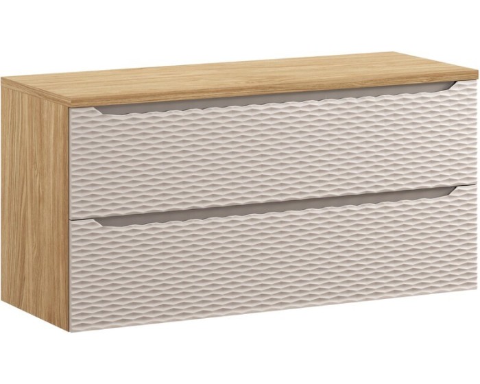Závěsná skříňka Ocean s deskou 120 cm béžová/dub olejovaný