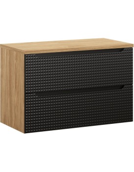 Závěsná skříňka pod umyvadlo Luxor Black I s deskou 90 cm černá/dub olejovaný