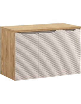 Závěsná skříňka pod umyvadlo Ocean I s deskou 90 cm béžová/dub olejovaný