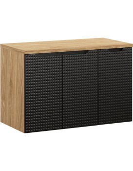 Závěsná skříňka pod umyvadlo Luxor Black s deskou 90 cm černá/dub olejovaný