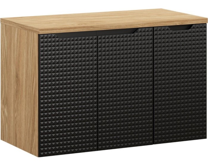 Závěsná skříňka pod umyvadlo Luxor Black s deskou 90 cm černá/dub olejovaný