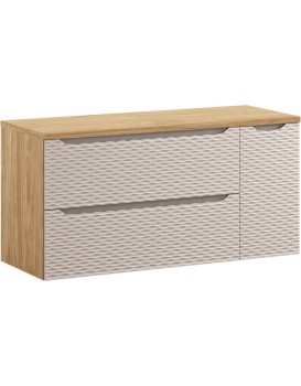 Závěsná skříňka pod umyvadlo Ocean s deskou 120 cm béžová/dub olejovaný