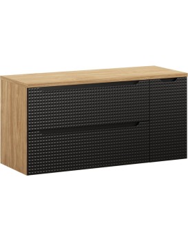 Závěsná skříňka pod umyvadlo Luxor Black s deskou 120 cm I černá/dub olejovaný