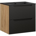 Závěsná skříňka Luxor Black Sky I se zápustným umyvadlem 60 cm černá/dub olejovaný