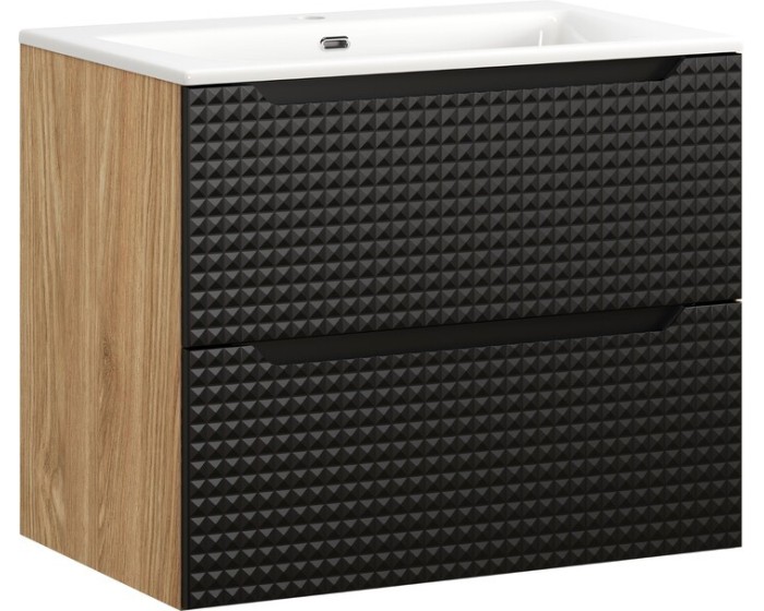 Závěsná skříňka Luxor Black se zápustným umyvadlem 70 cm černá