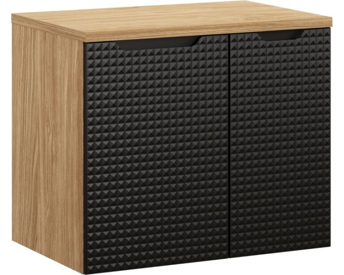 Závěsná skříňka pod umyvadlo Luxor Black s deskou 70 cm černá/dub olejovaný